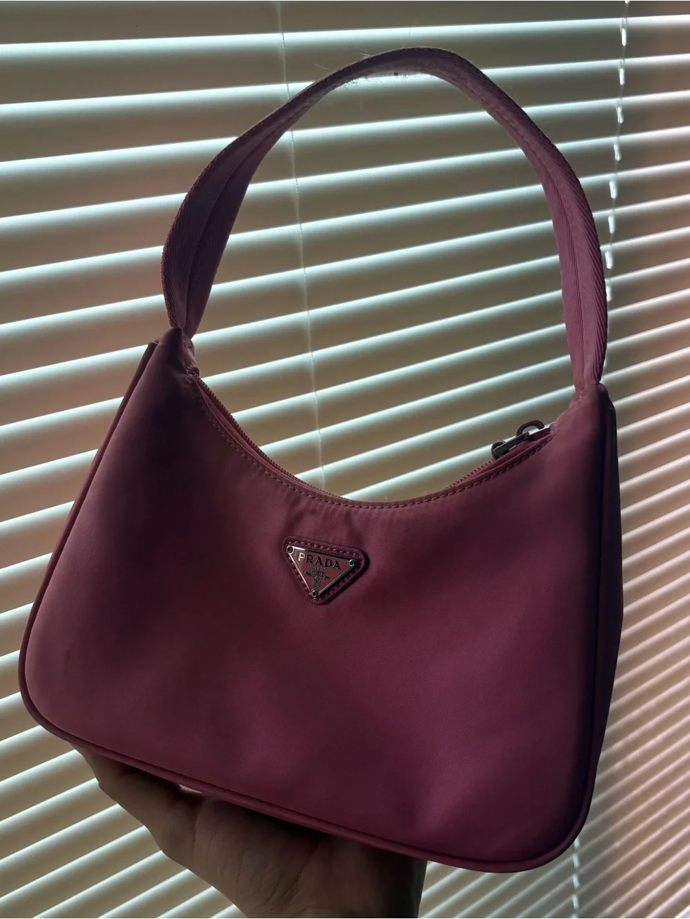 Triangle “P” Pink Nylon Shoulder Bag
